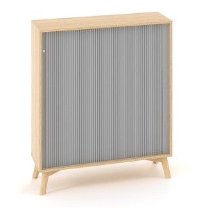 Policová skriňa ALFA ROOT, žalúziové dvere RAL9010, 2 police, 100x45x121,5cm, dub
