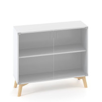 Policová skriňa ALFA ROOT, sklo, 1 polica, 100x45,8x88,7cm, biela