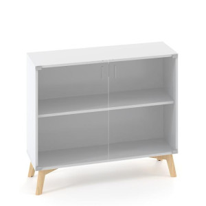 Policová skriňa ALFA ROOT, sklo, 1 polica, 100x45,8x88,7cm, biela