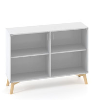 Policová skriňa ALFA ROOT s del.priečkou, sklo, 1 polica, 120x45,8x88,7cm, biela