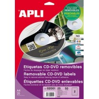 Etikety Apli A4 na CD/DVD odlepovateľné matné