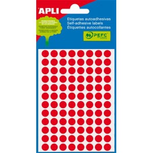 Label 8 mm circular coloured APLI fluorescent red 288 labels package