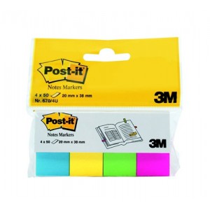Záložky papierové Post-It 20x38 mm mix farieb ultra