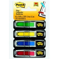 Záložky plastové Post-It 12x43 mm tvar Šípka mix 4 farieb