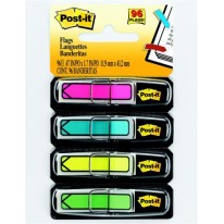 Záložky plastové Post-It 12x43 mm tvar Šípka mix 4 farieb