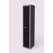 Policová skriňa Lenza Wels 4 police, presklená, 39,9x196,5x42,5cm, agát /sivá