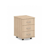 Mobilný kontajner BASIC, 3-zásuvkový so zámkom, 41x61x50cm, agát svetlý