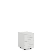Mobilný kontajner BASIC, 4-zásuvkový so zámkom, 41x67x50cm, biela