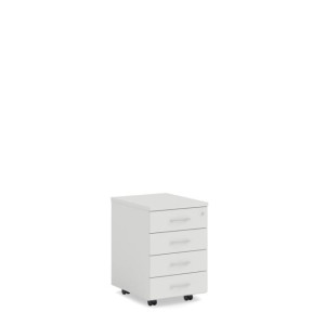 Mobilný kontajner BASIC, 4-zásuvkový so zámkom, 41x67x50cm, biela
