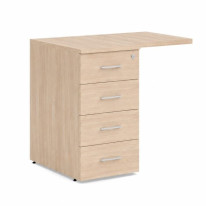 Prístavný kontajner BASIC, 4-zásuvkový so zámkom, 80x76x60cm, agát svetlý