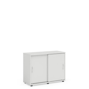 Policová skriňa BASIC, posuvné dvere bez zámku, 100x40x75,3cm, biela