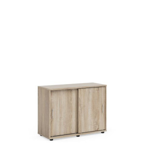 Policová skriňa BASIC, posuvné dvere bez zámku, 100x40x75,3cm, dub Sonoma