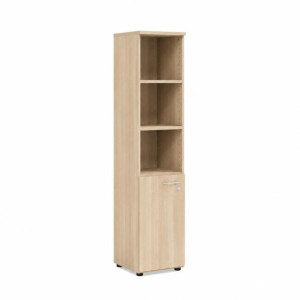 Policová skriňa BASIC, kombinovaná, ľavé dvere so zámkom, 40x40x182,1cm, agát svetlý