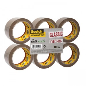 Baliaca páska Scotch , neobsahuje PVC, hnedá, 48mm x 50m, 6 roliek