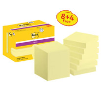 Silný samolepiaci bloček Post-it,47,6 mm x 47,6 mm, 90 lístkov v bločku, Canary, 12 bločkov v balení