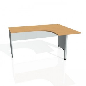 Pracovný stôl Gate, ergo, ľavý, 160x75,5x120 cm, buk/sivá