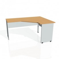 Pracovný stôl Gate, ergo, ľavý, 160x75,5x120 cm, buk/sivá