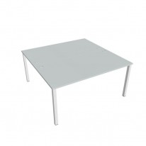 Pracovný stôl Uni, zdvojený, 160x75,5x160 cm, sivá/biela