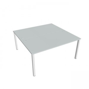 Pracovný stôl Uni, zdvojený, 160x75,5x160 cm, sivá/biela