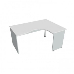 Pracovný stôl Gate, ergo, ľavý, 160x75,5x120 cm, biely/sivý