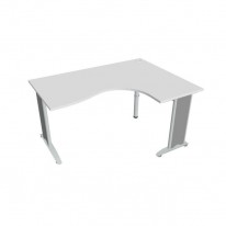 Pracovný stôl Flex, ergo, ľavý, 160x75,5x120 (80x60) cm, biela/kov