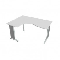 Pracovný stôl Flex, ergo, pravý, 160x75,5x120 (60x80) cm, biela/kov