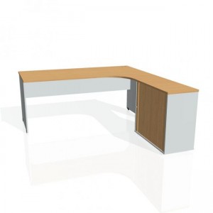 Pracovný stôl Gate, ergo, ľavý, 180x75,5x200 cm, buk/sivá