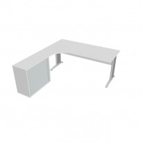 Pracovný stôl Cross, ergo, pravý, 180x75,5x200 cm, biela/kov