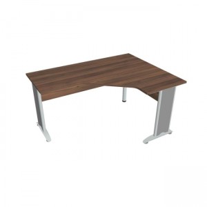 Pracovný stôl Cross, ergo, ľavý, 160x75,5x120 cm, orech/kov