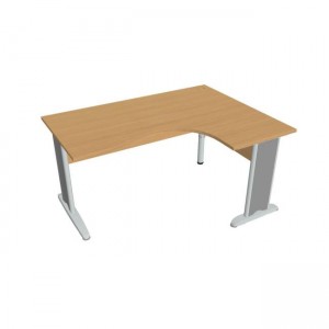 Pracovný stôl Cross, ergo, ľavý, 160x75,5x120 cm, buk/kov