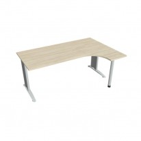 Pracovný stôl Flex, ergo, ľavý, 180x75,5x120 (80x40) cm, agát/kov