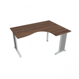 Pracovný stôl Flex, ergo, ľavý, 160x75,5x120 (80x60) cm, orech/kov