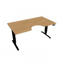 Pracovný stôl Motion Ergo, PO, 3S, 160x61-128x90 cm, dub/čierna