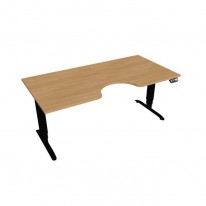 Pracovný stôl Motion Ergo, PO, 3S, 180x61-128x90 cm, dub/čierna