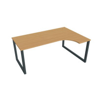 Pracovný stôl UNI O, ergo, ľavý, 180x75,5x120 cm, buk/čierna