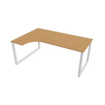 Pracovný stôl UNI O, ergo, pravý, 180x75,5x120 cm, buk/biela