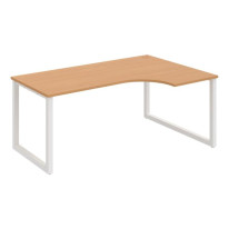 Pracovný stôl UNI O, ergo, ľavý, 180x75,5x120 cm, buk/biela