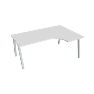 Pracovný stôl UNI A, ergo, ľavý, 180x75,5x120 cm, biela/sivá