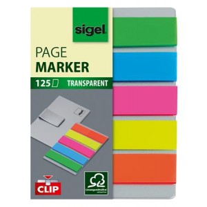 Záložky papierové s klipom Sigel Clip 12x50 mm mix farieb