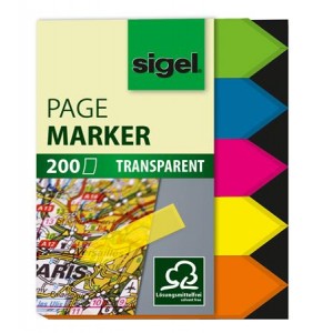 Záložky plastové Sigel 12x45 mm tvar Šípka mix 5 farieb
