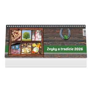 Stolový kalendár riadkový 30 x 12 cm - Zvyky a tradície 2026