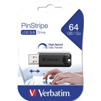 Kľúč Verbatim Pin Stripe USB 3.0 64GB čierna