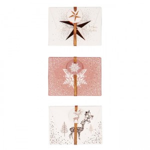 Vianočná papierová darčeková krabička s gumičkou 112x80mm mix ružovobielych motívov 3 ks